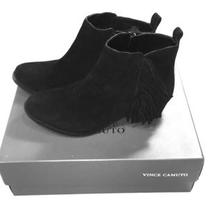 Vince Camuto Low Black Fringe Boots
